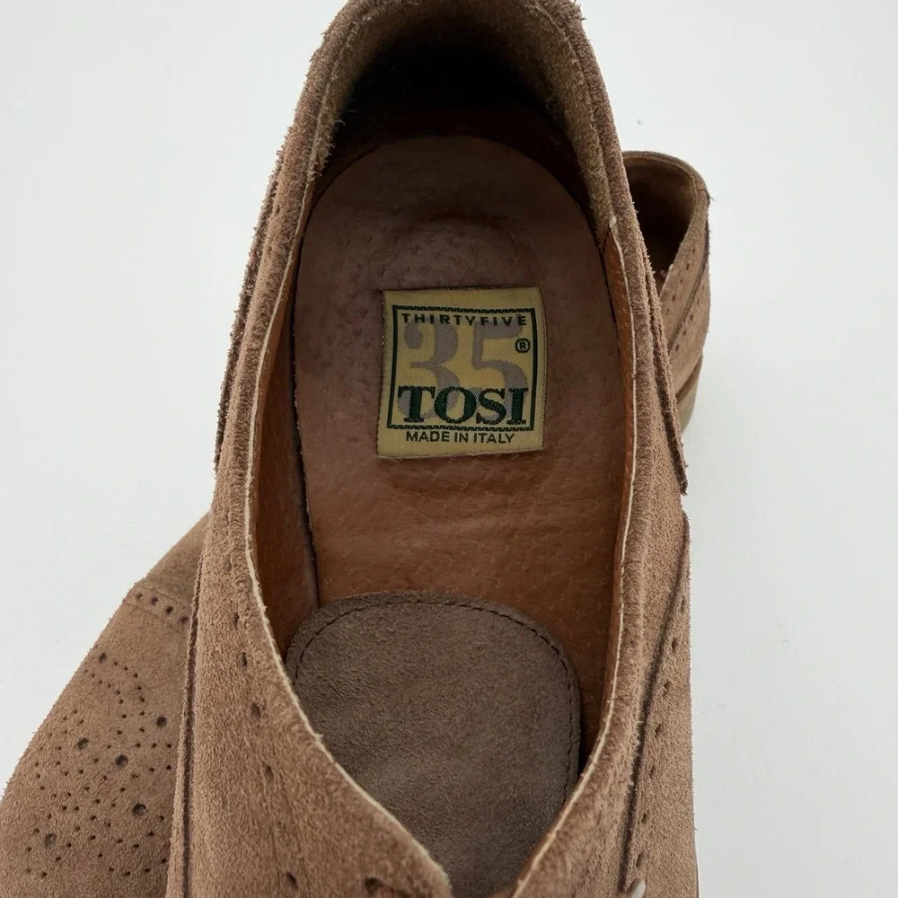 Tosi Thirtyfive Oxford Dress Shoes Brown Suede Men's Size 8 Made In Italy